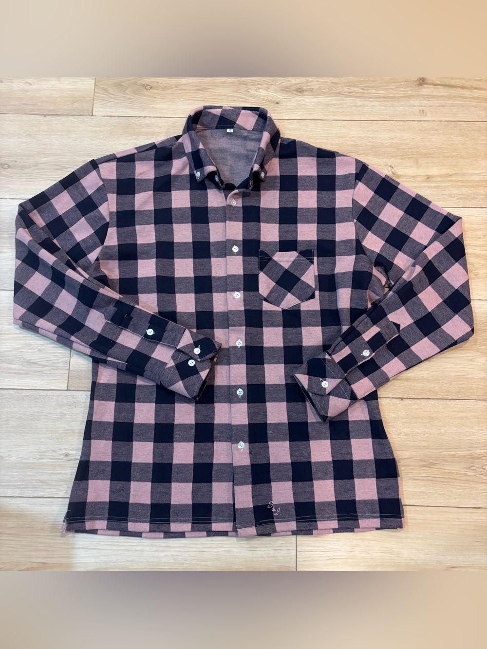 State & Liberty Shirt Mens XL Blue Pink Plaid Flannel Athletic Button gingham